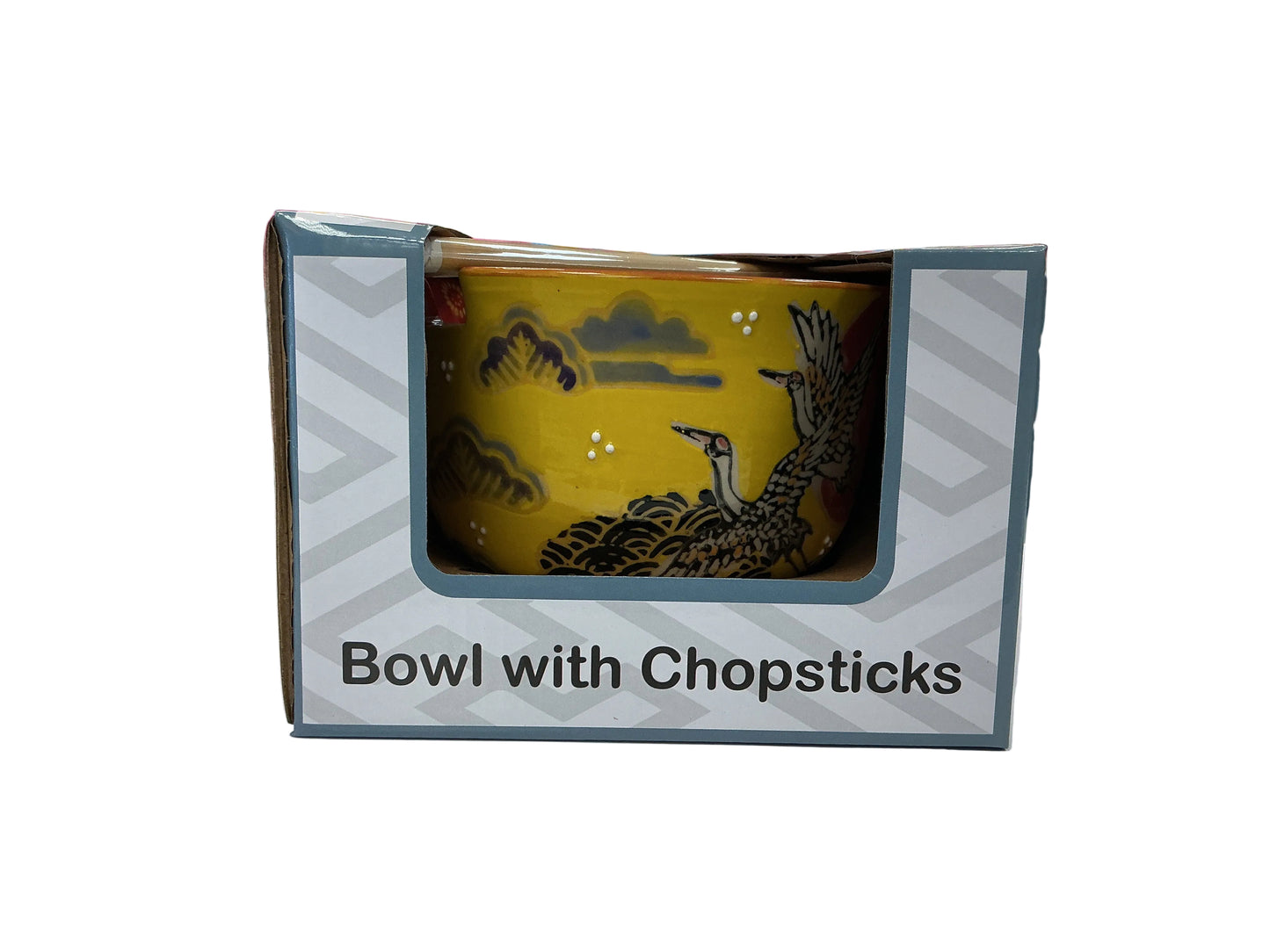 Japanese Crane Bowl with Chopsticks