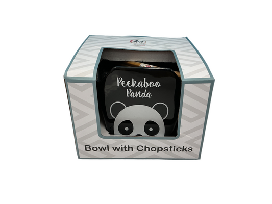Black Panda bowl with chopsticks