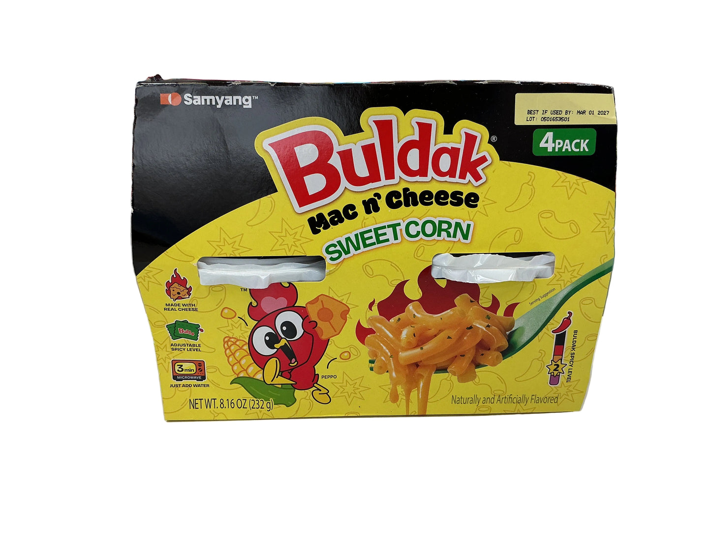 Buldak Mac n cheese sweet corn