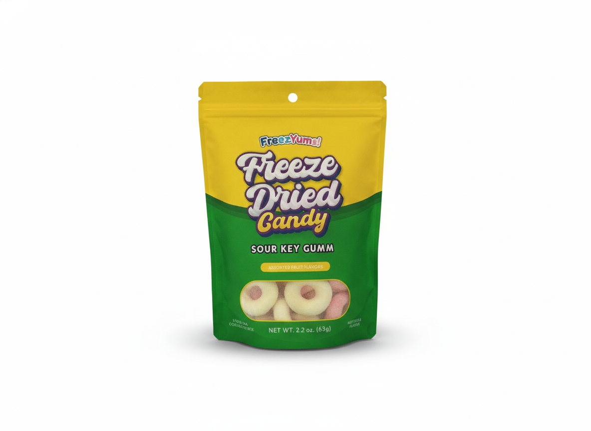 Freeze dried sour key gummy
