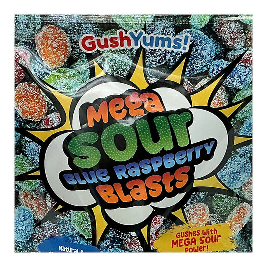 Mega sour blue raspberry blasts - processed