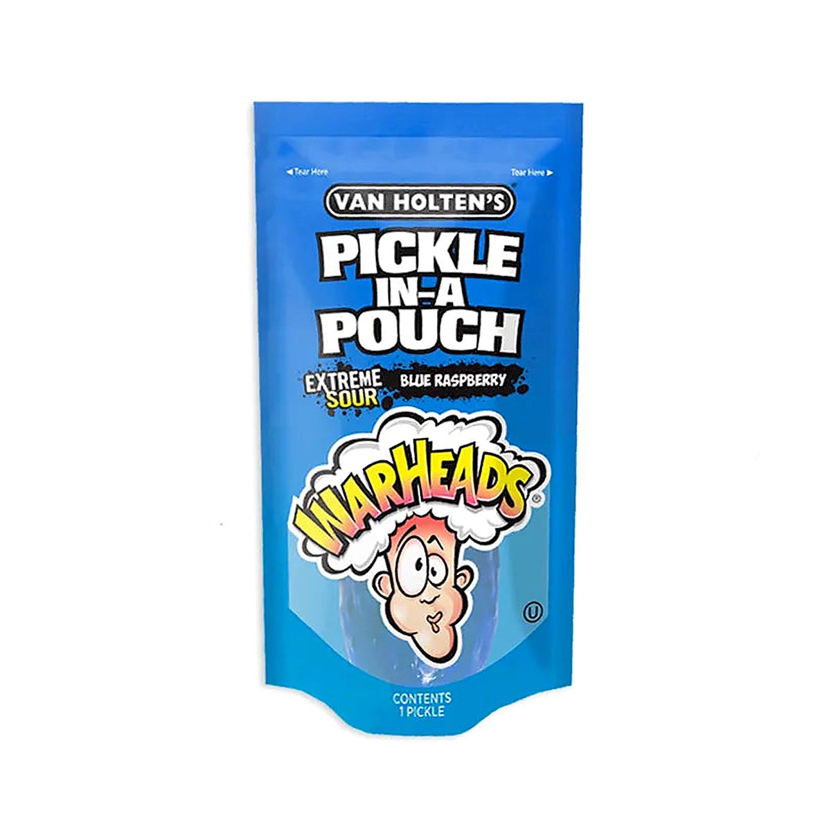 Van Holtens Warheads Blue Raspberry Pickle in a Pouch - processed