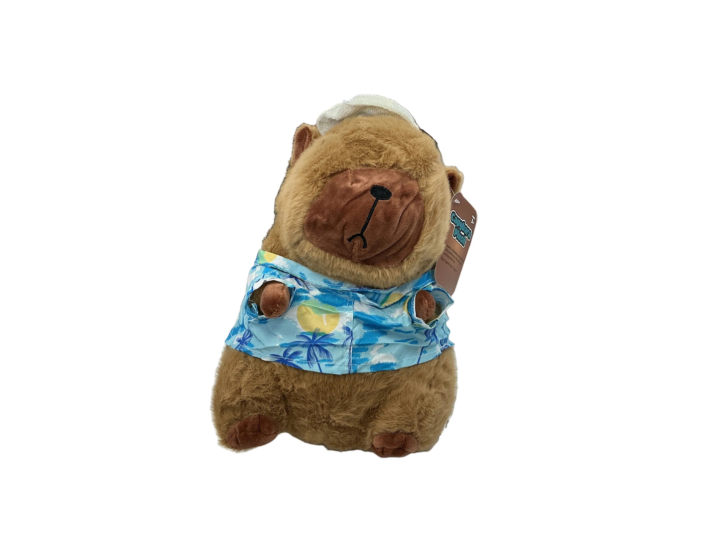 Capybara kawaii Hawaiian vacation shirt and hat plush