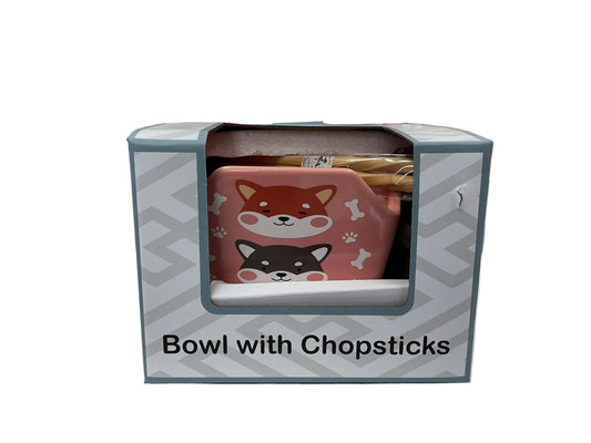 Shiba Inu Bowl With Chopsticks