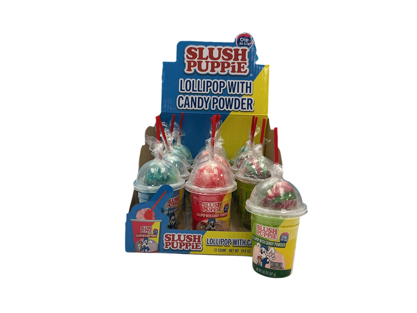 Slush Puppie lollipop with candy powder