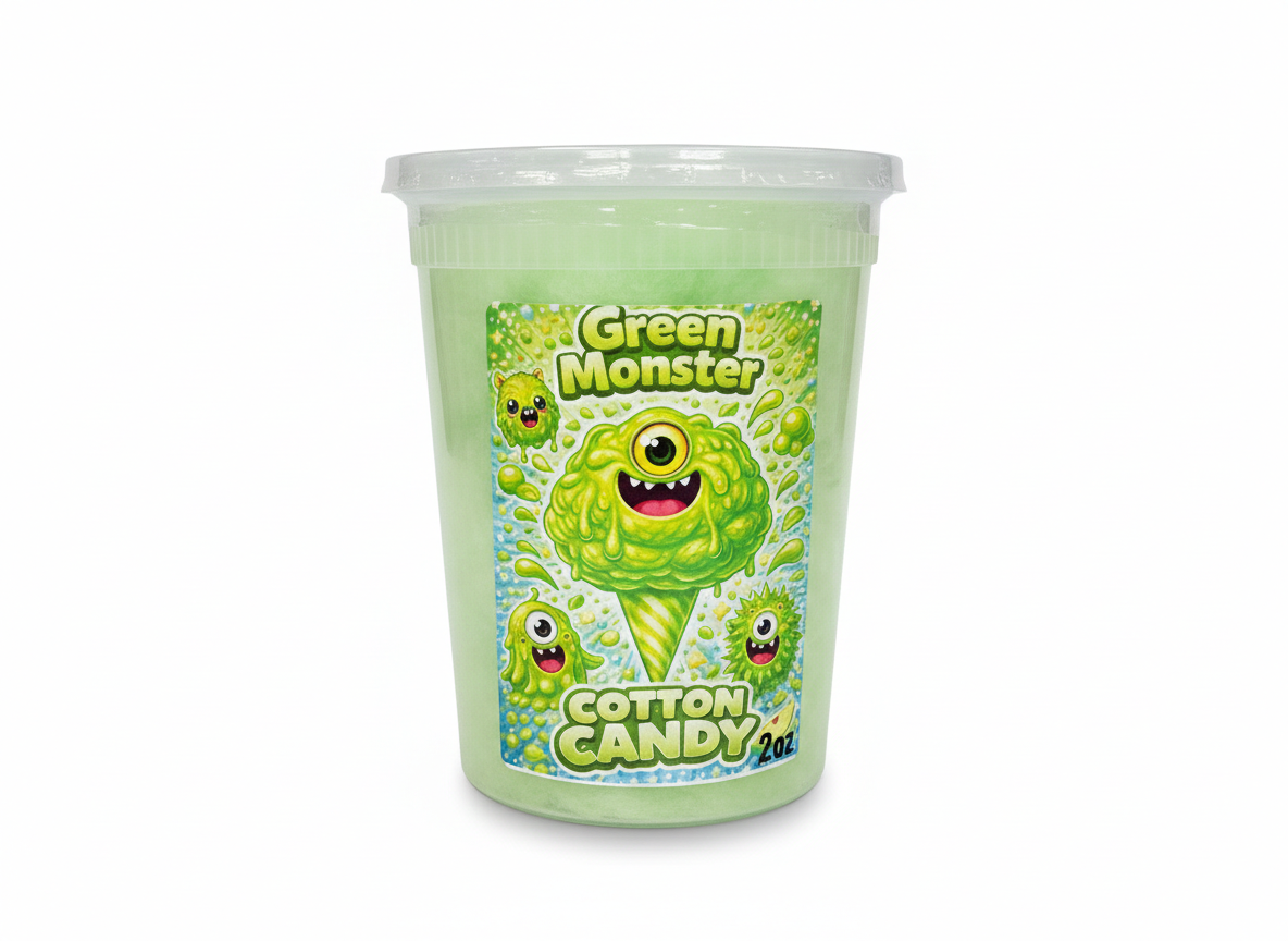 Cotton candy green monster