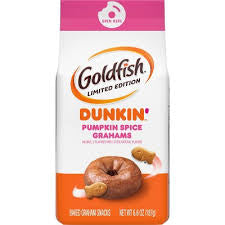 Goldfish sunk in pumpkin spice grahams