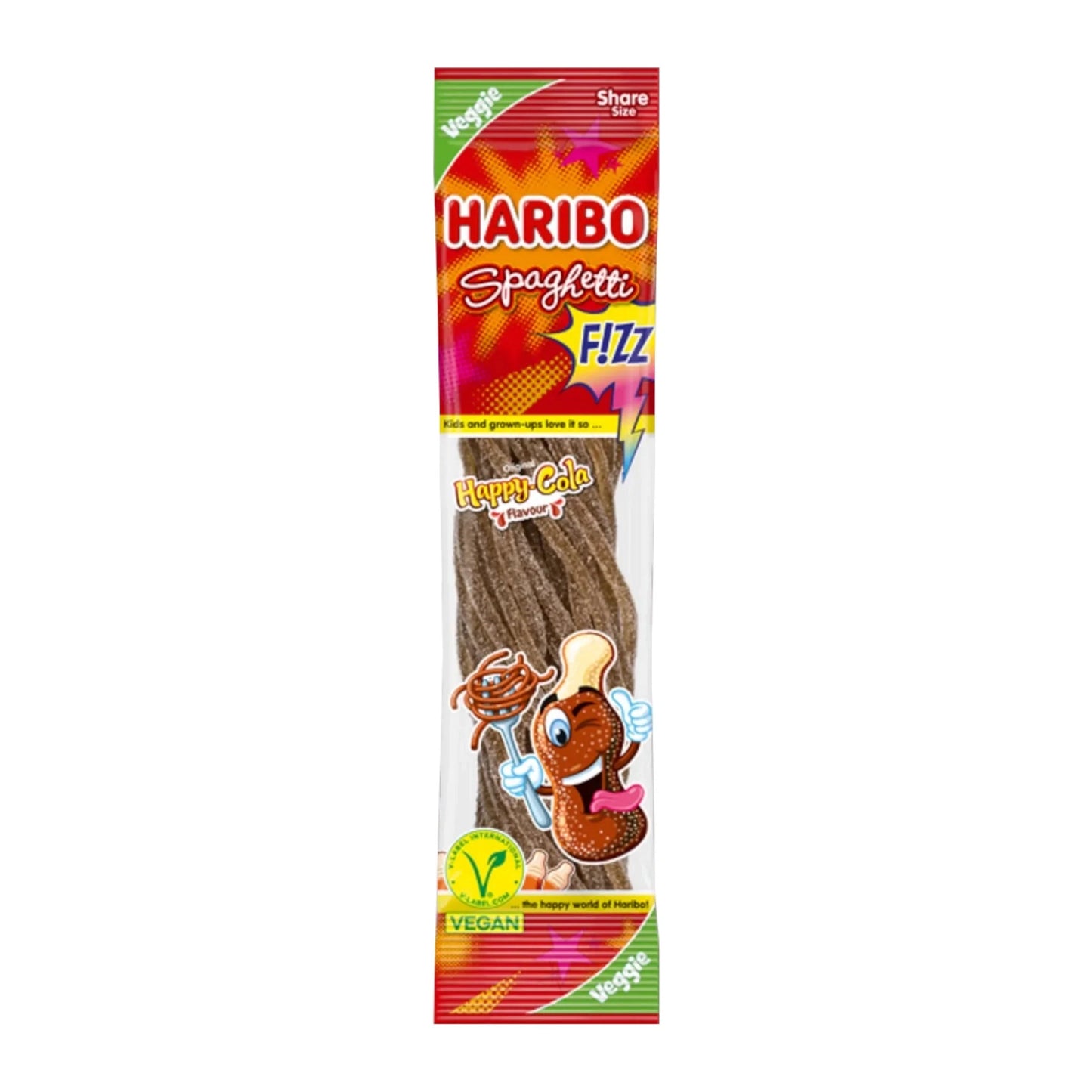 Haribo spaghetti fizz happy cola flavor share size