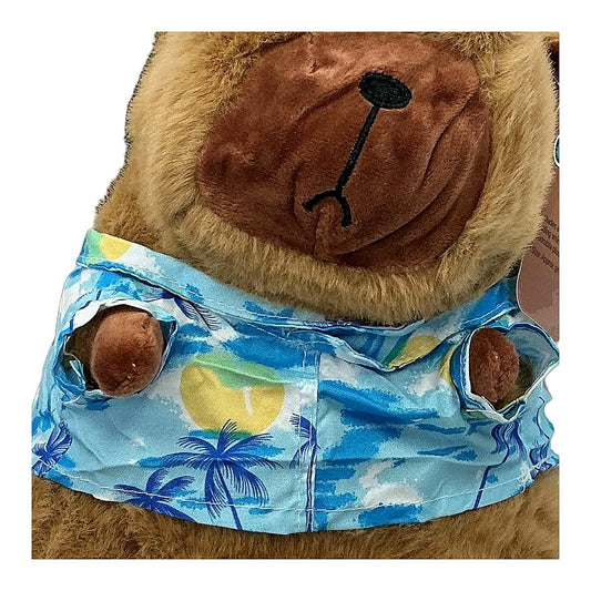 Capybara kawaii Hawaiian vacation shirt and hat plush - processed