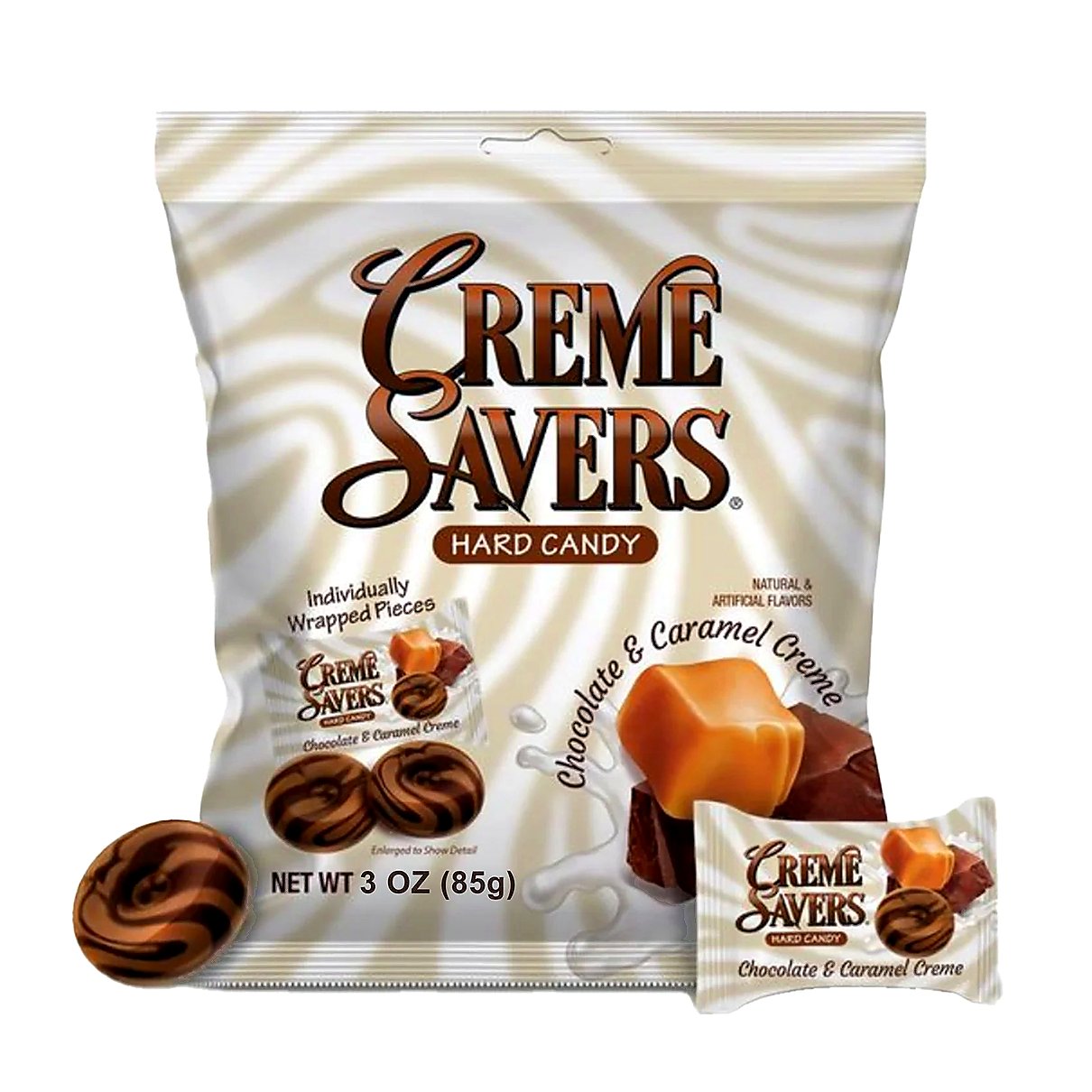 Crème savers hard candy chocolate caramel - processed