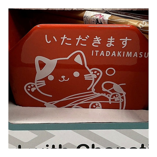 Orange bowl with chopstick - processed