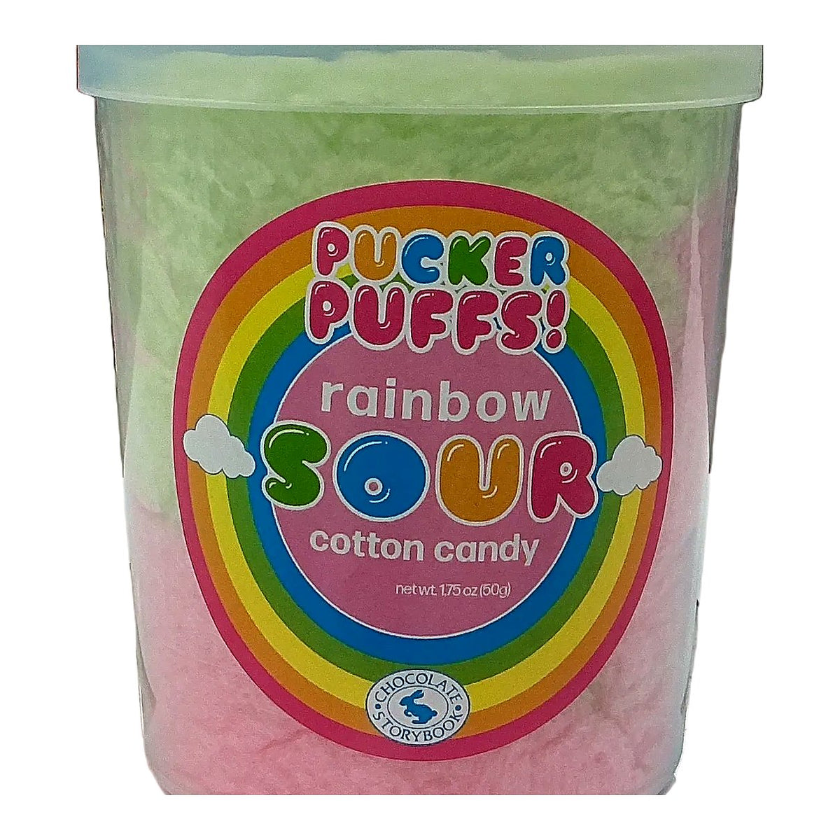 Pucker Puffs Rainbow Sour Cotton Candy - processed