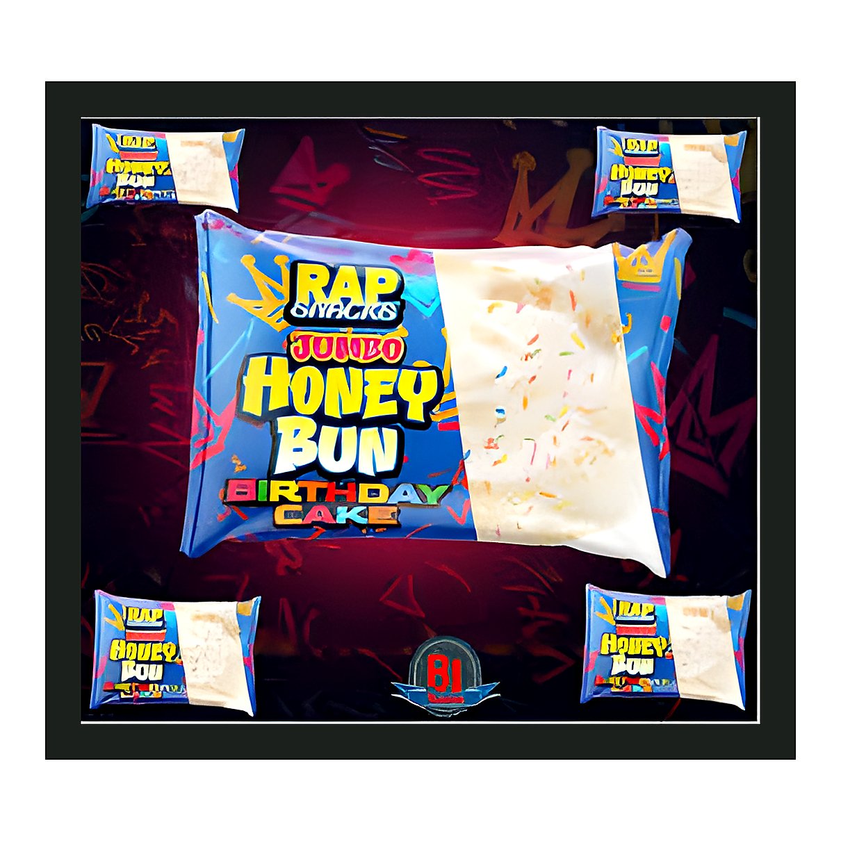 Rap Snacks Honey Bun Birthday Cake - processed